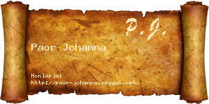Paor Johanna névjegykártya